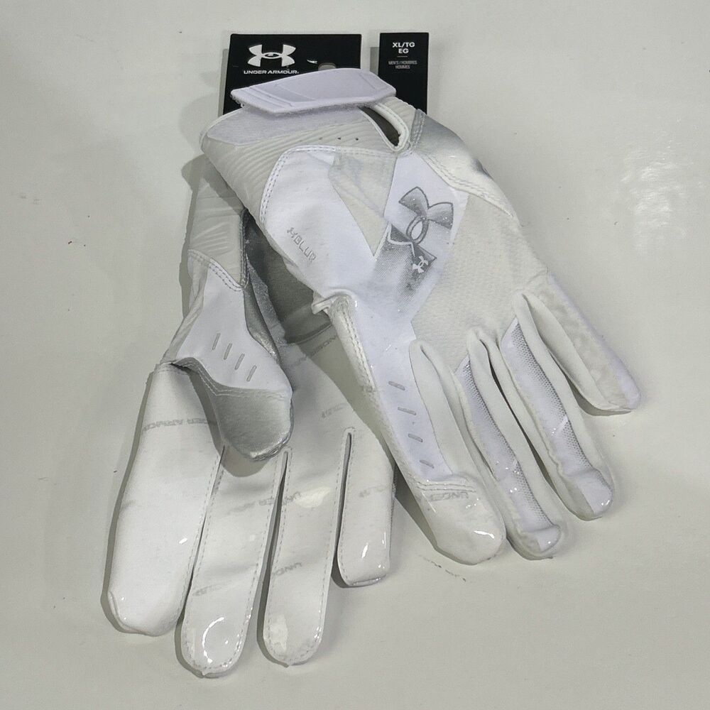 Under Armour Blur White Glue Grip Receiver Football Gloves Men's XL SFIA
